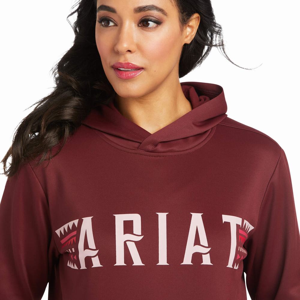 Hoodies Ariat Logo Tek Donna Bordeaux | IT876JWVY