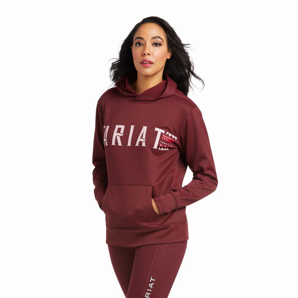 Hoodies Ariat Logo Tek Donna Bordeaux | IT876JWVY