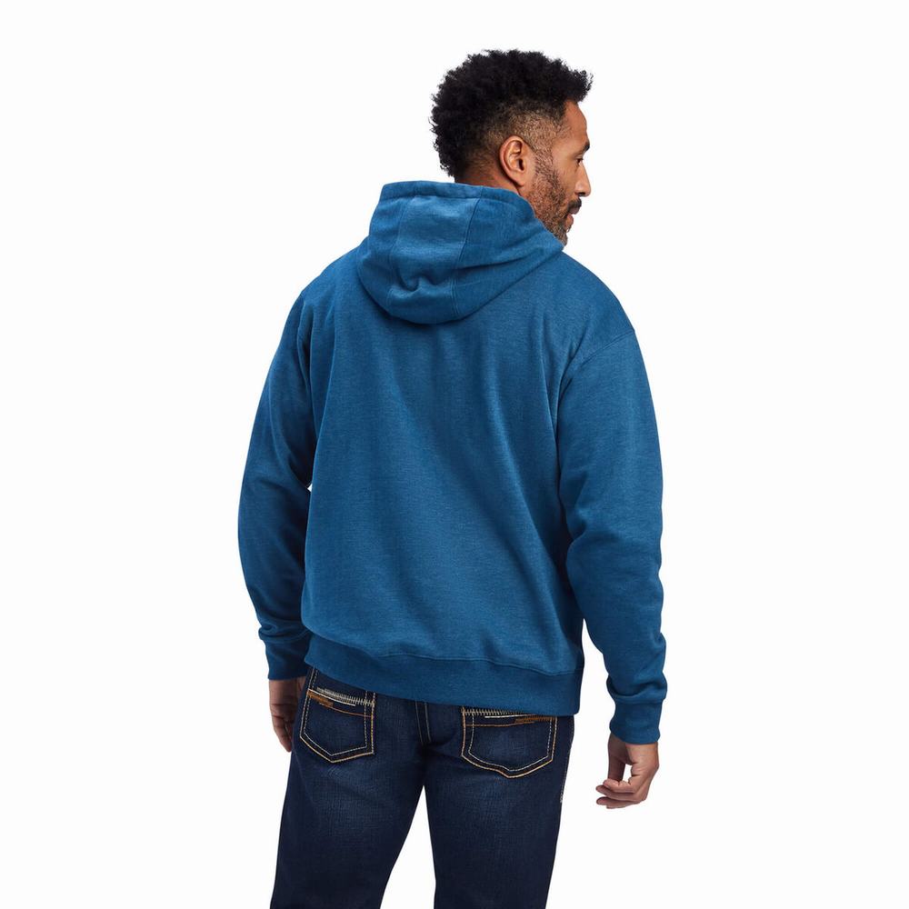 Hoodies Ariat Logo Uomo Blu Marino | IT320GPLV