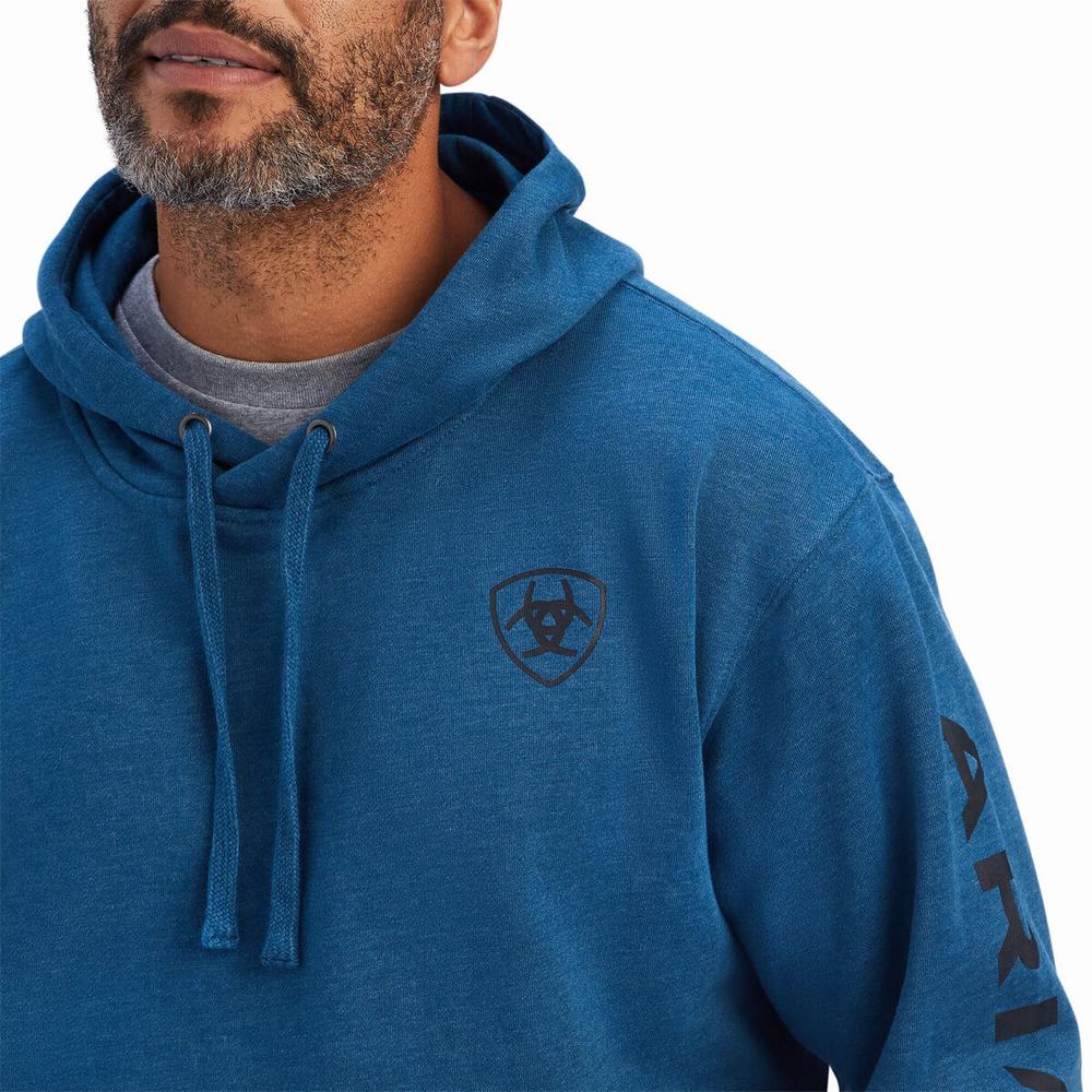 Hoodies Ariat Logo Uomo Blu Marino | IT320GPLV