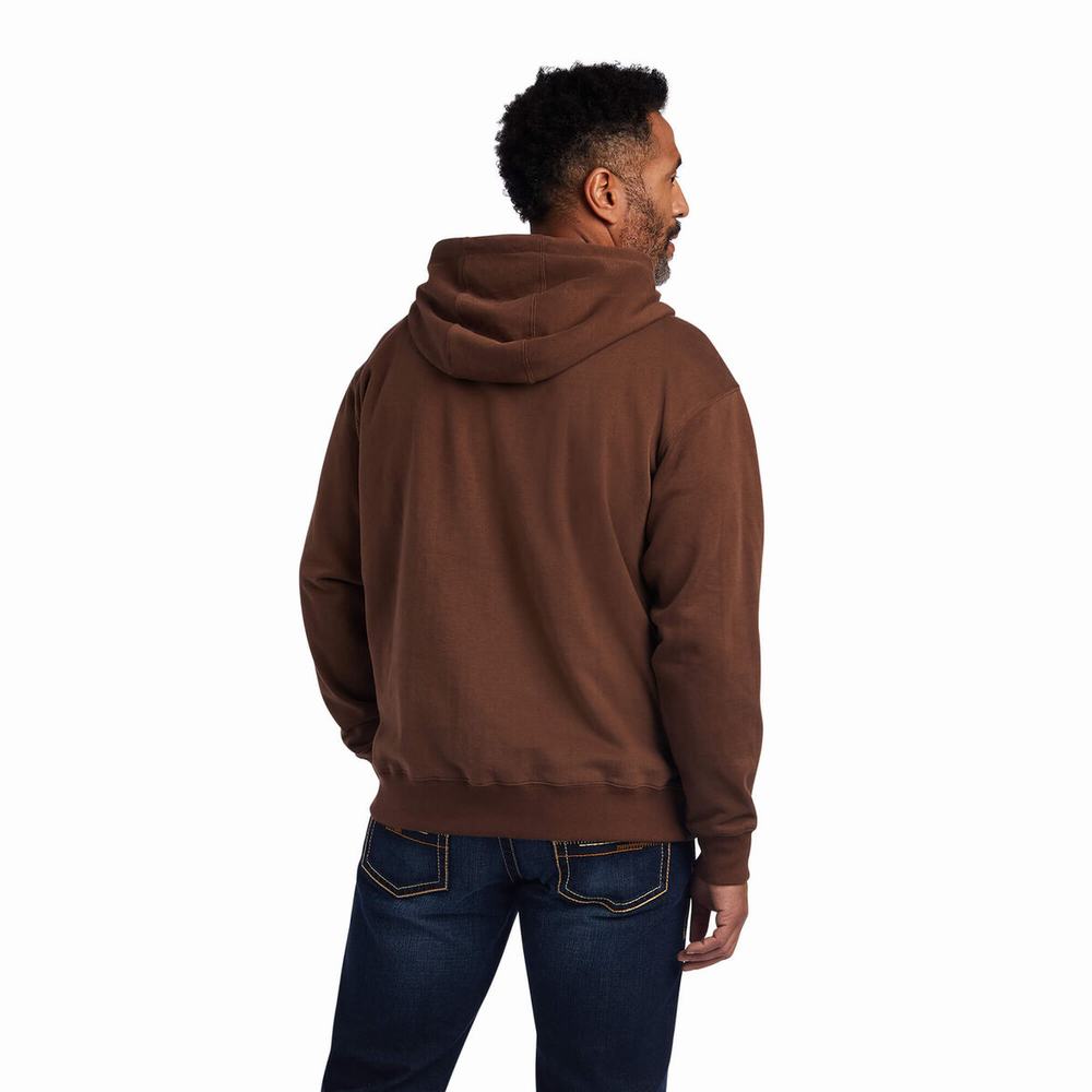 Hoodies Ariat Logo Uomo Marroni | IT241FKAC