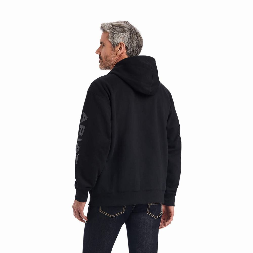 Hoodies Ariat Logo Uomo Nere | IT271RZQK