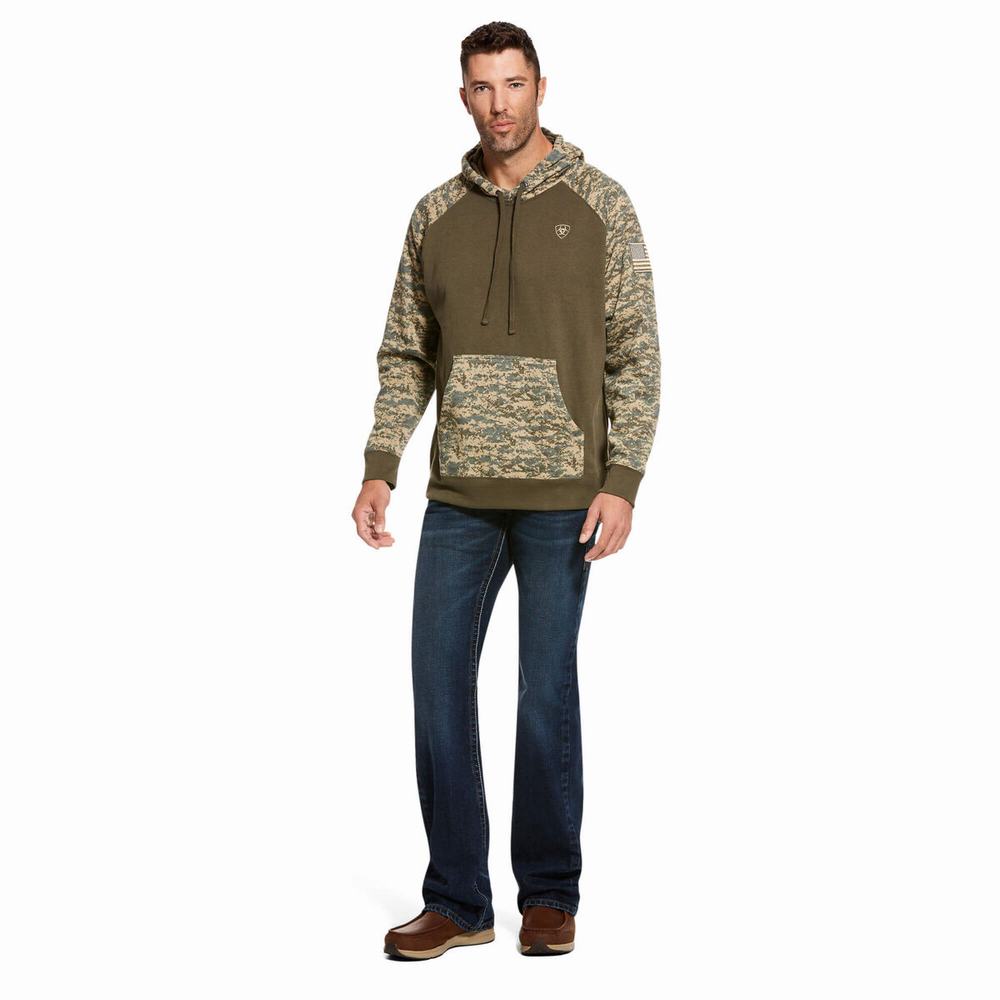 Hoodies Ariat Patriot Uomo Verde Oliva Camouflage | IT850KDZA