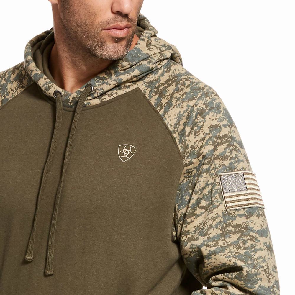 Hoodies Ariat Patriot Uomo Verde Oliva Camouflage | IT850KDZA