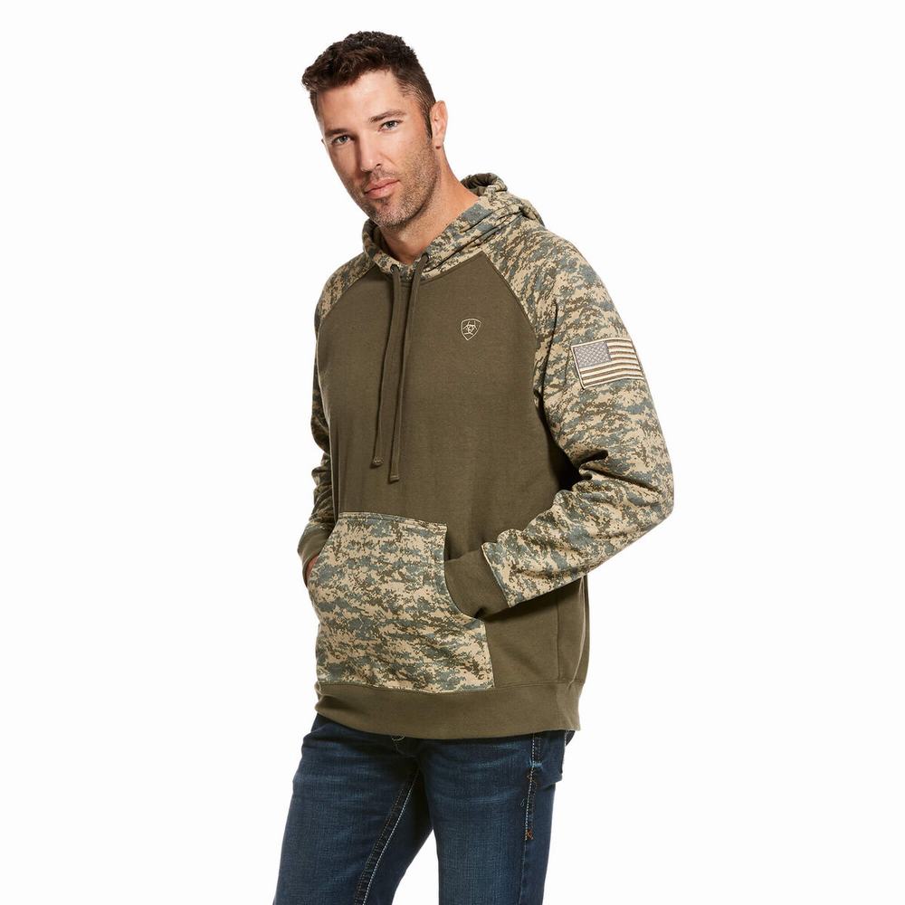 Hoodies Ariat Patriot Uomo Verde Oliva Camouflage | IT850KDZA