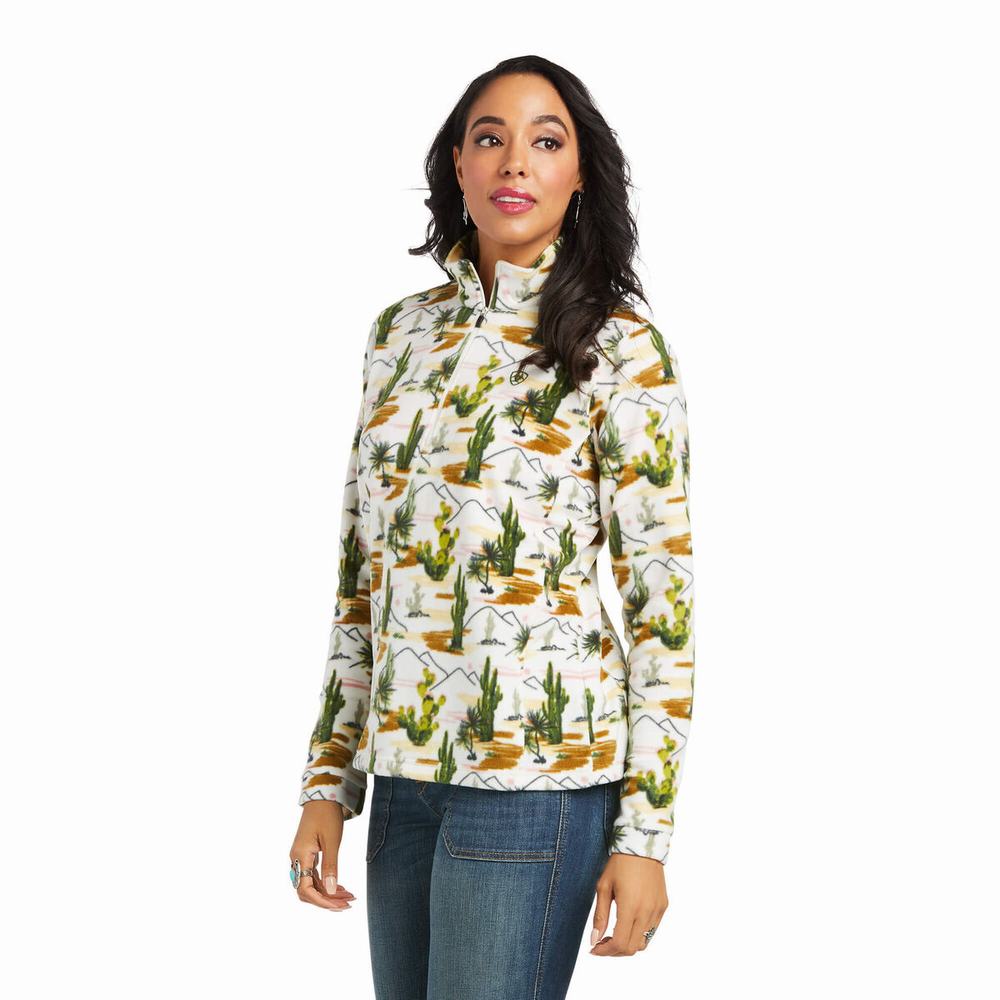 Hoodies Ariat Printed Fleece 1/4 Zip Donna Verdi | IT231AEUP