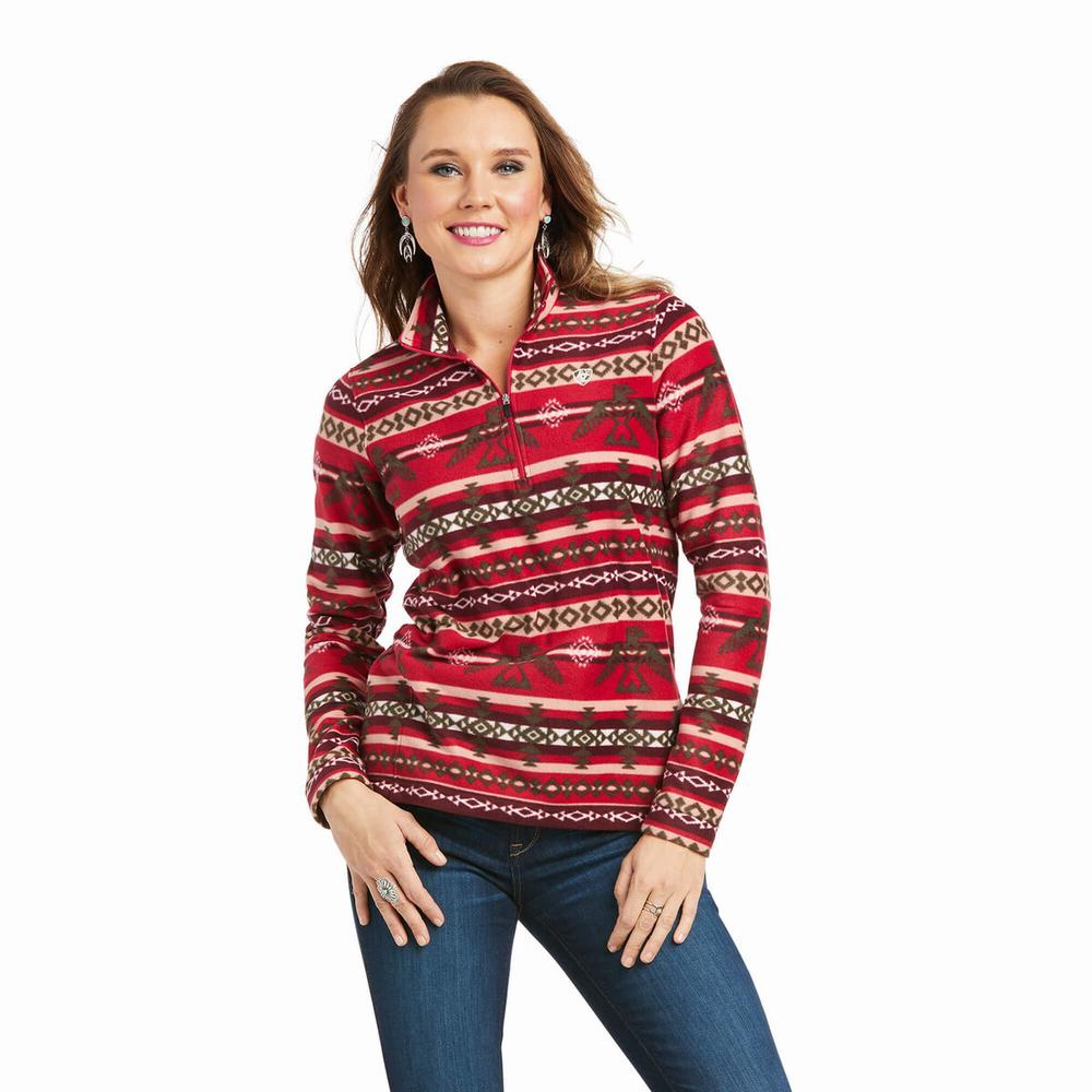 Hoodies Ariat Printed Fleece 1/4 Zip Donna Colorate | IT642ANSR