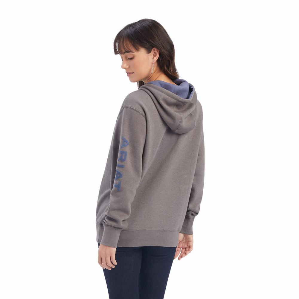 Hoodies Ariat REAL Arm Logo Donna Grigie | IT396PGYU