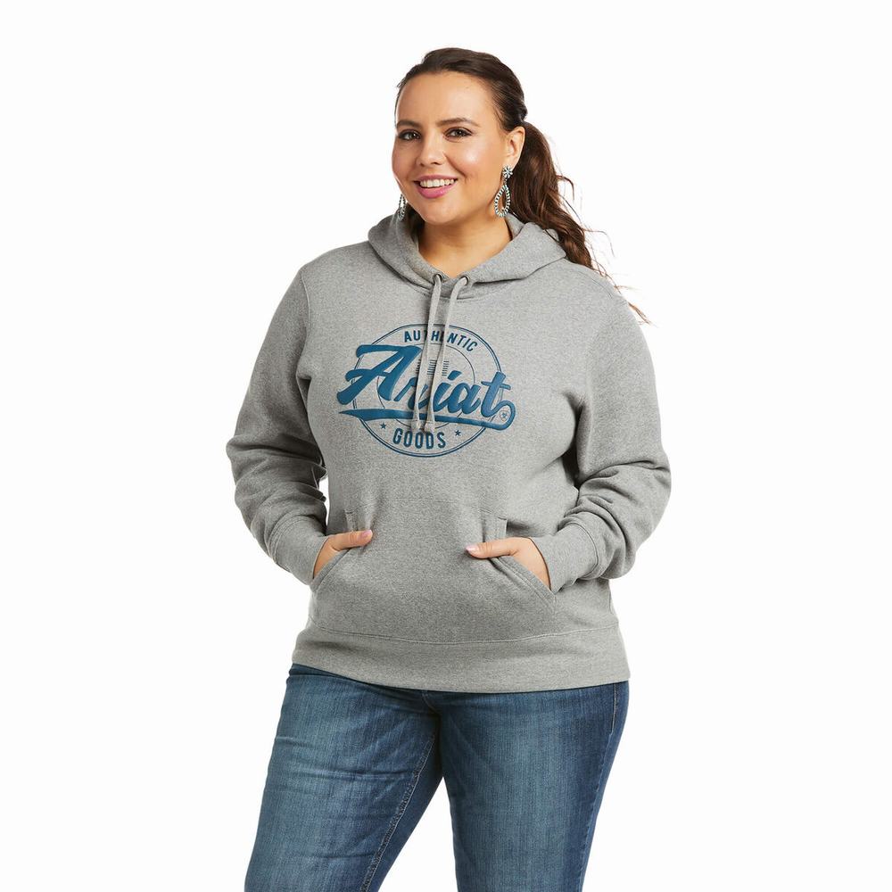 Hoodies Ariat REAL Arm Logo Donna Grigie | IT450LWNE