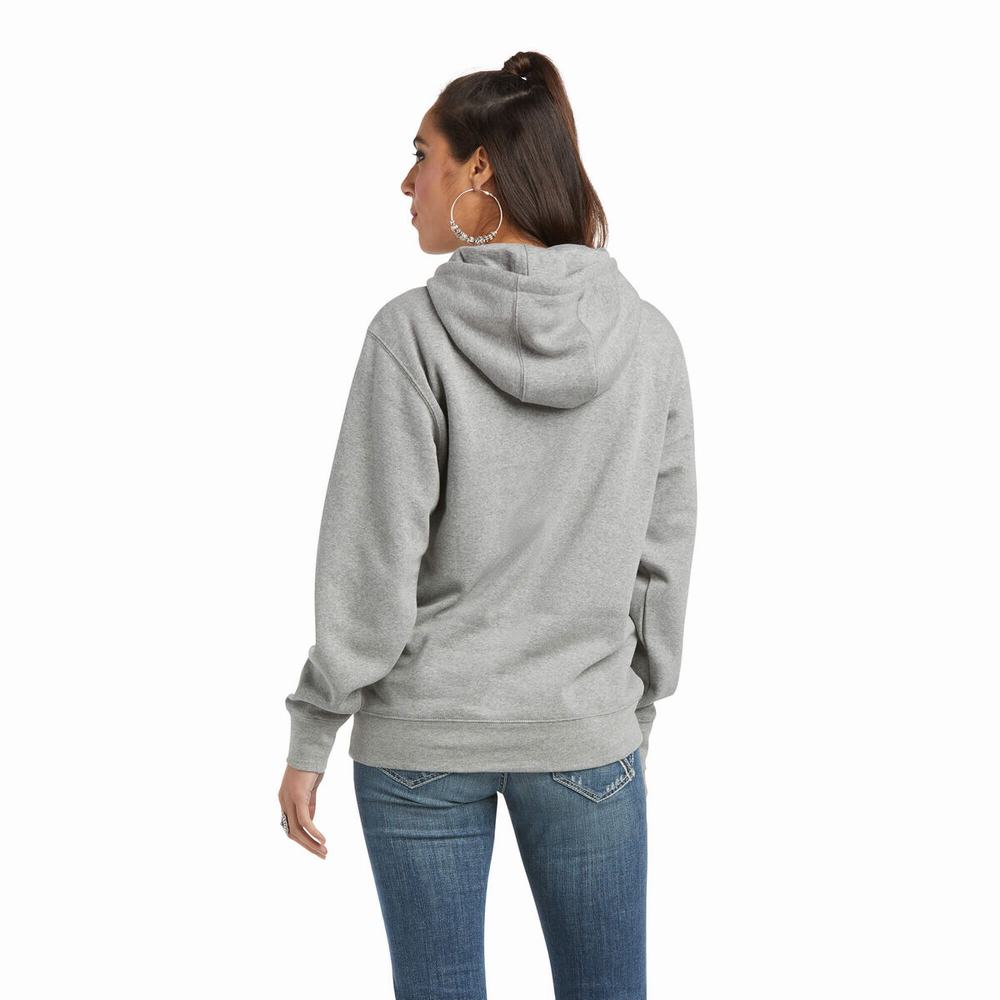 Hoodies Ariat REAL Arm Logo Donna Grigie | IT450LWNE