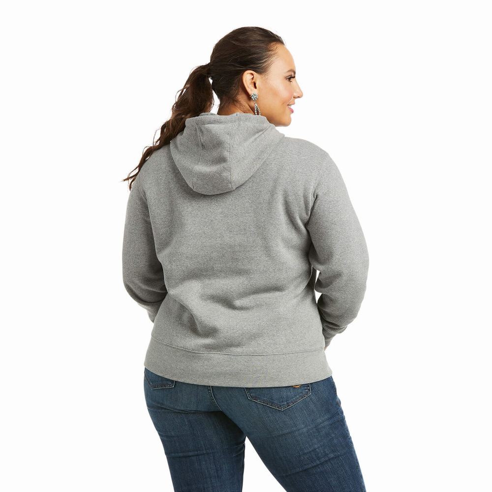 Hoodies Ariat REAL Arm Logo Donna Grigie | IT450LWNE