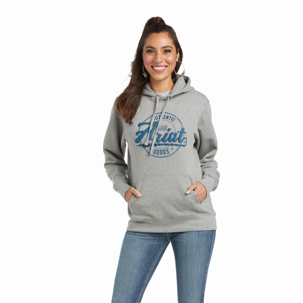 Hoodies Ariat REAL Arm Logo Donna Grigie | IT450LWNE