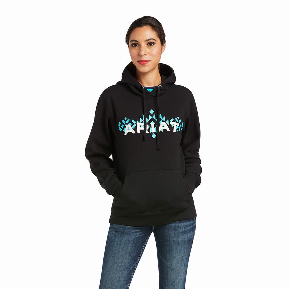 Hoodies Ariat REAL Arm Logo Donna Nere | IT946OKTX