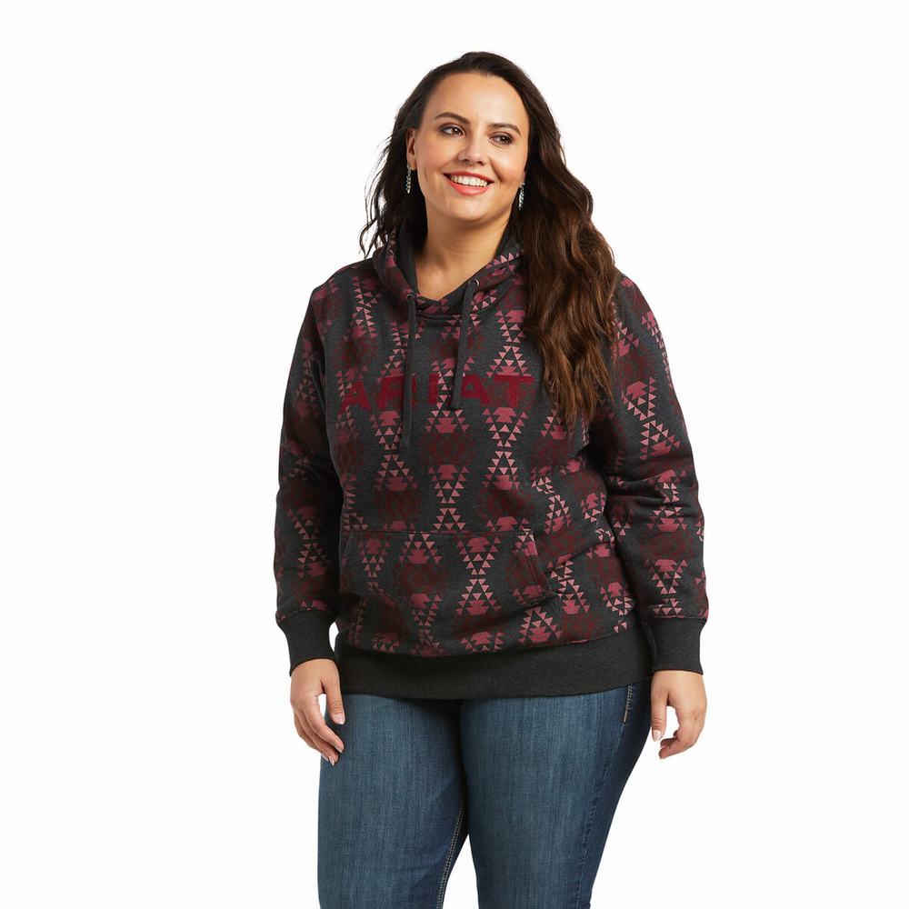 Hoodies Ariat REAL Diamondback Printed Donna Grigie | IT756EDFJ