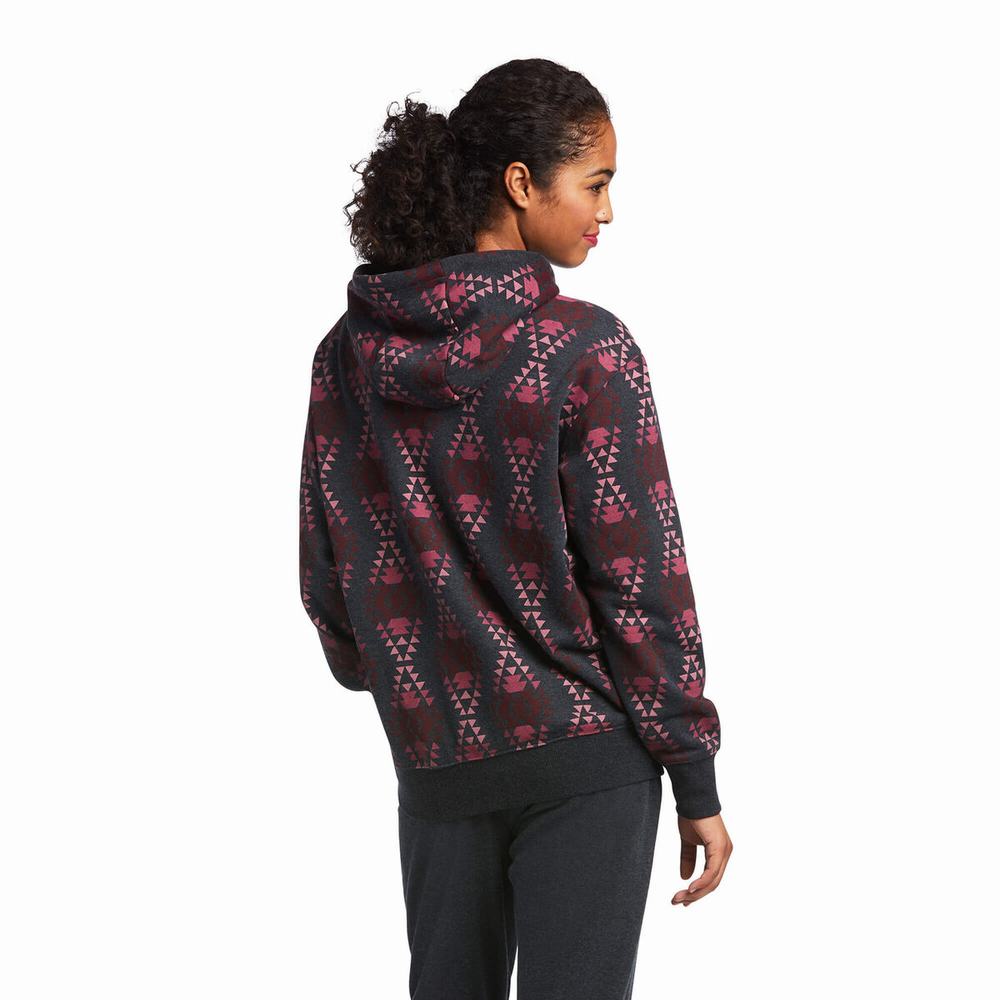 Hoodies Ariat REAL Diamondback Printed Donna Grigie | IT756EDFJ