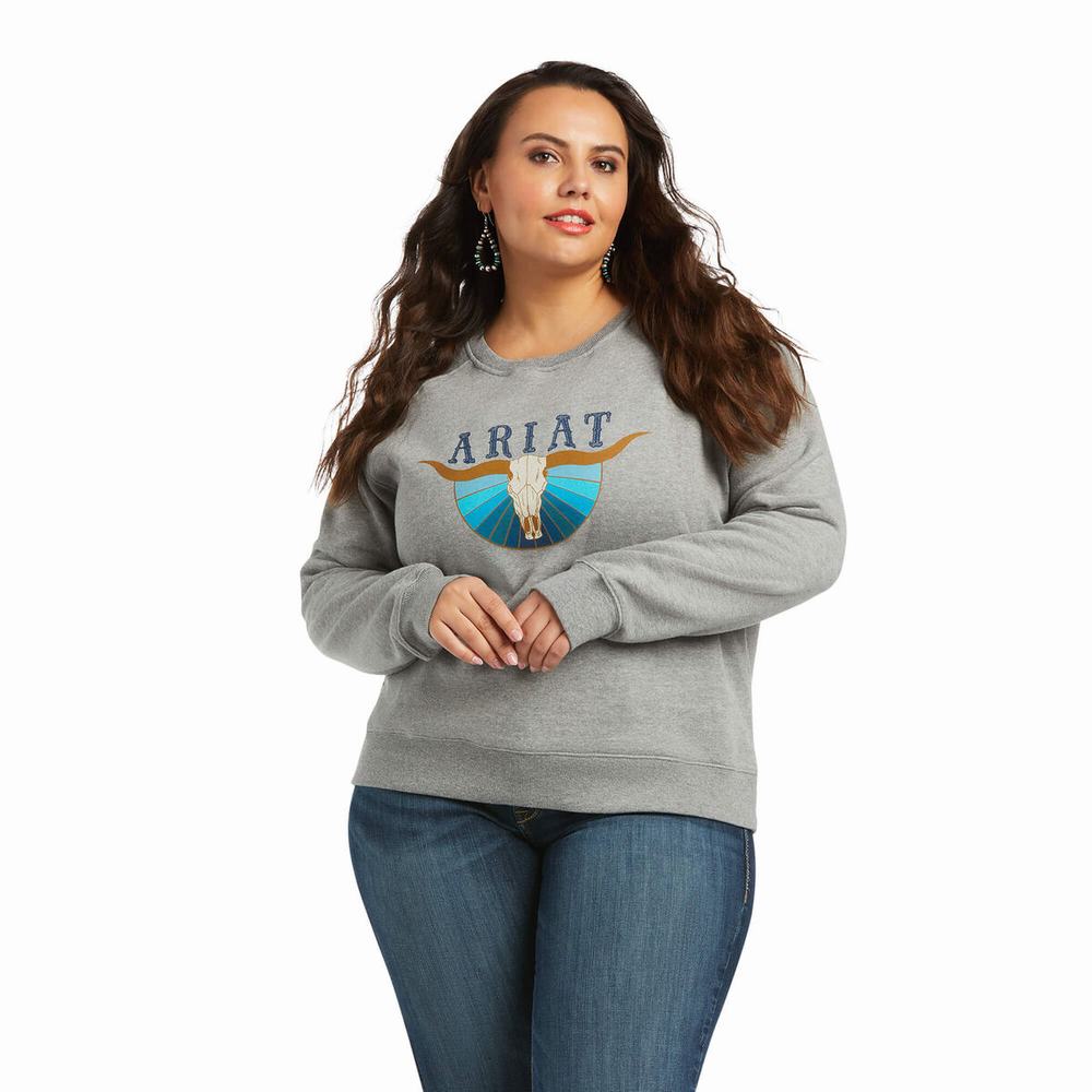 Hoodies Ariat REAL Pacific Steerhead Donna Grigie | IT138FMXH