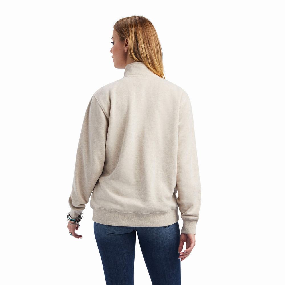 Hoodies Ariat REAL Scenic 1/2 Zip Donna Marroni | IT532LMHF