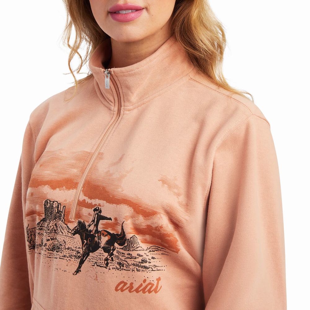 Hoodies Ariat REAL Scenic 1/2 Zip Donna Colorate | IT798GAZC