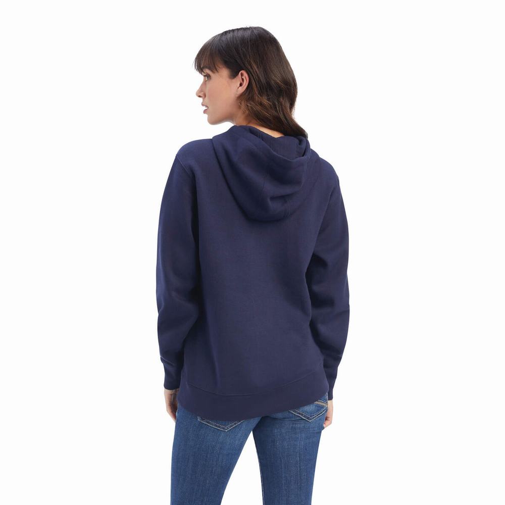 Hoodies Ariat REAL Shield Logo Donna Blu Marino | IT841ZPEC