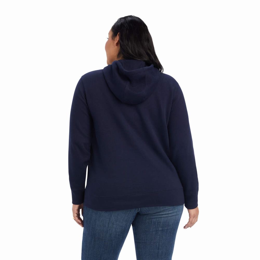 Hoodies Ariat REAL Shield Logo Donna Blu Marino | IT841ZPEC