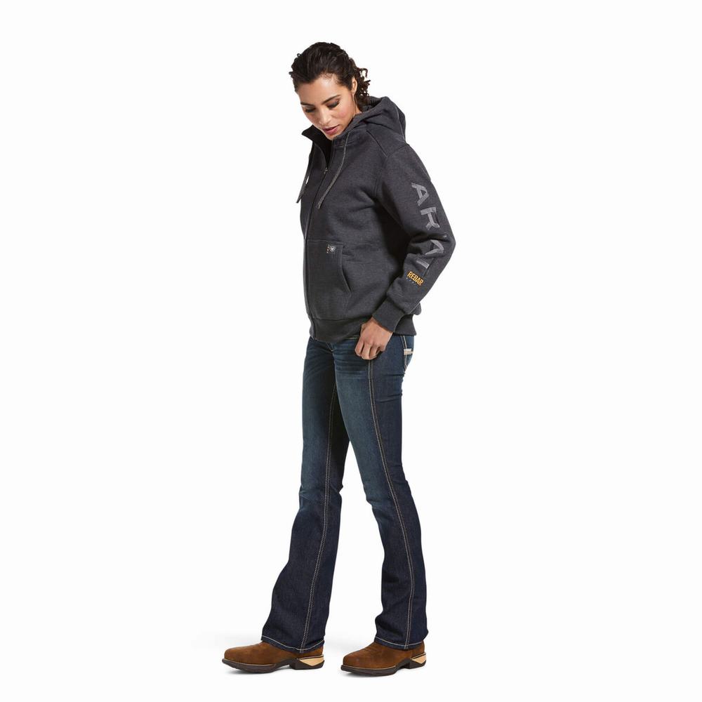 Hoodies Ariat Rebar All-Weather Full Zip Donna Grigie | IT192PYHO