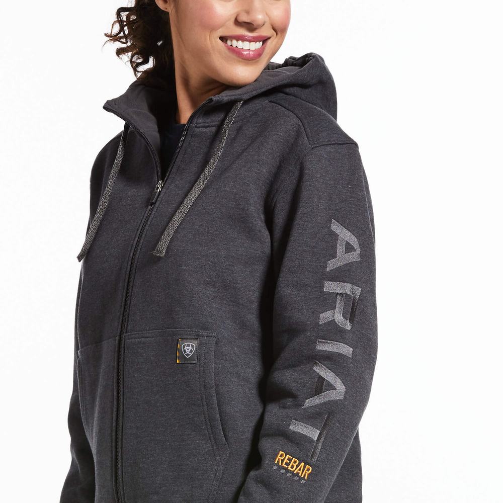 Hoodies Ariat Rebar All-Weather Full Zip Donna Grigie | IT192PYHO