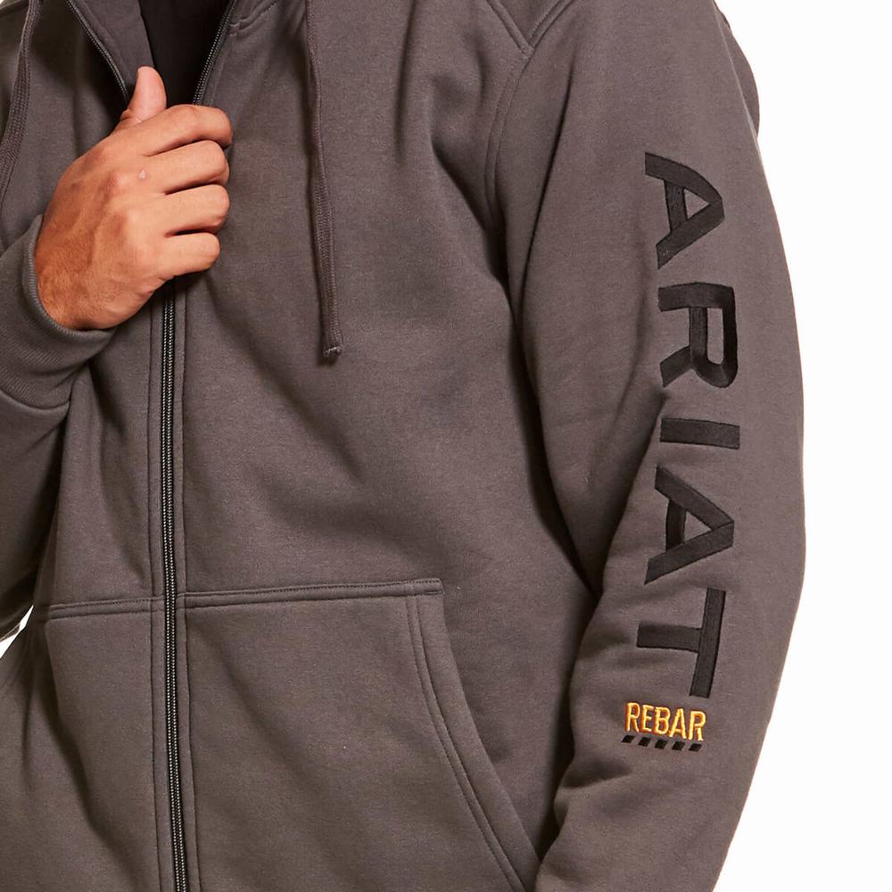 Hoodies Ariat Rebar All-Weather Full Zip Uomo Grigie | IT634SWJX