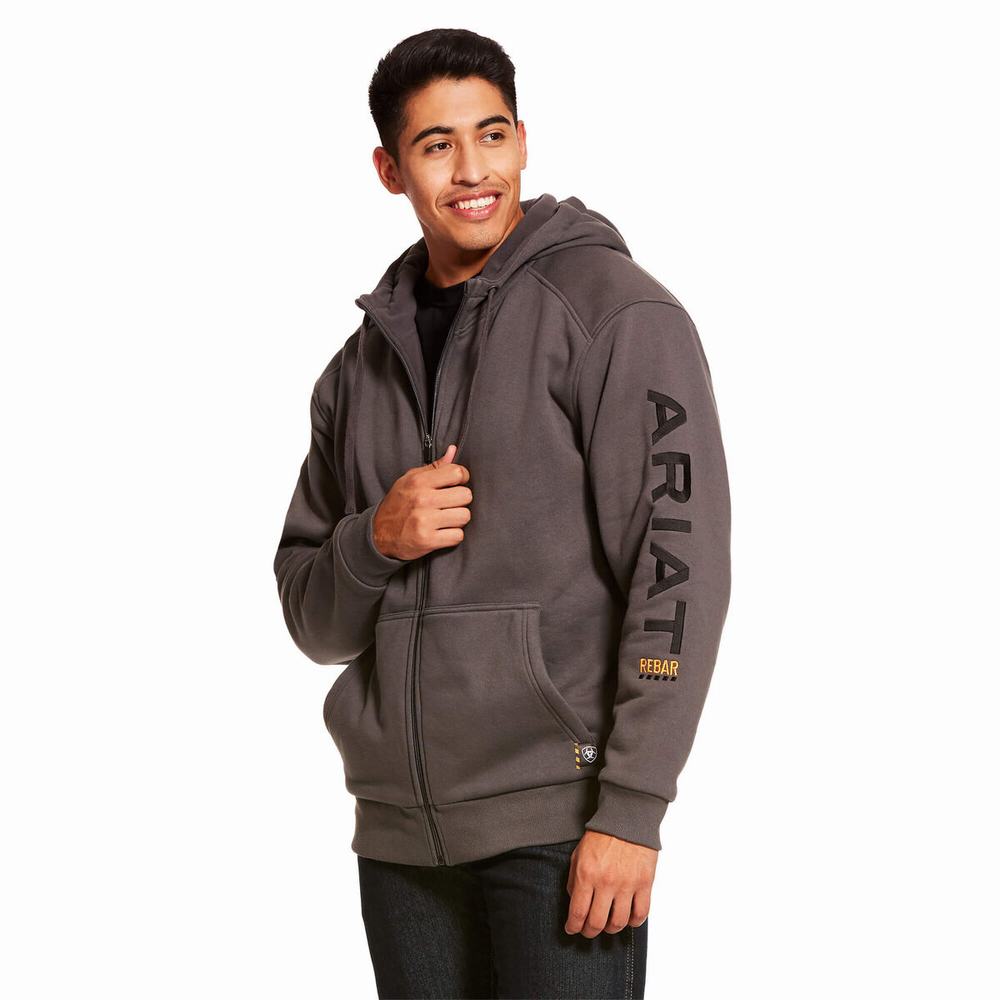 Hoodies Ariat Rebar All-Weather Full Zip Uomo Grigie | IT634SWJX