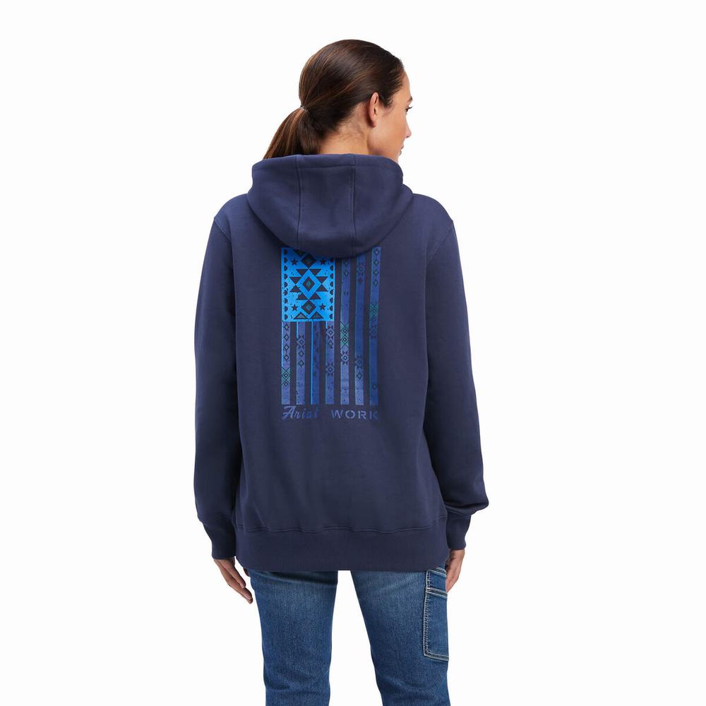 Hoodies Ariat Rebar Aztec Flag Grafica Donna Indaco | IT204KSZY