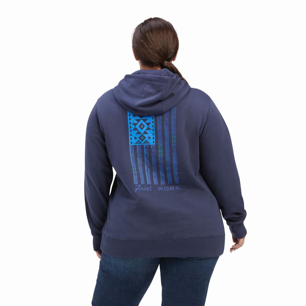 Hoodies Ariat Rebar Aztec Flag Grafica Donna Indaco | IT204KSZY