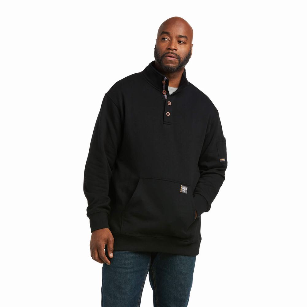 Hoodies Ariat Rebar Overtime Fleece Uomo Nere | IT563SHTN