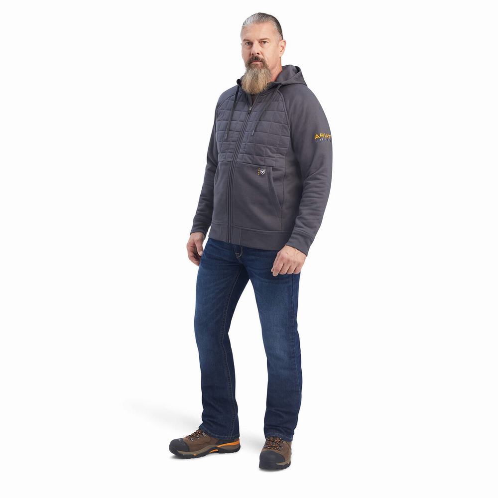 Hoodies Ariat Rebar Regulator Full Zip Uomo Grigie | IT805OSLP