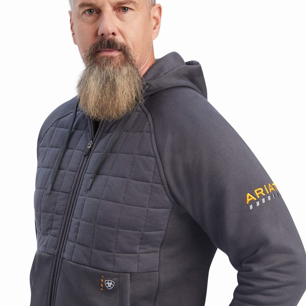 Hoodies Ariat Rebar Regulator Full Zip Uomo Grigie | IT805OSLP