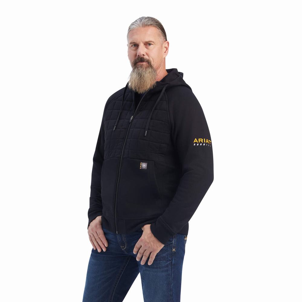 Hoodies Ariat Rebar Regulator Full Zip Uomo Nere | IT854VUDQ