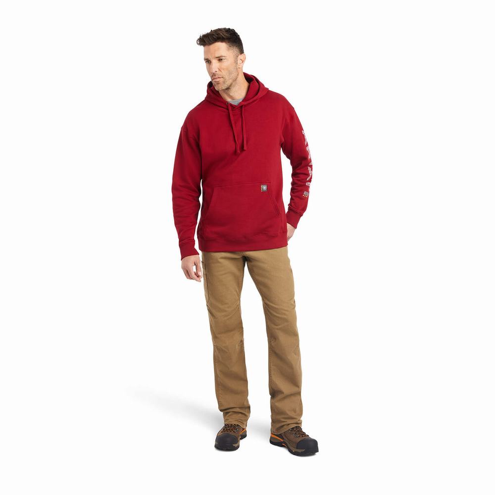 Hoodies Ariat Rebar Roughneck Uomo Rosse | IT381QCHV