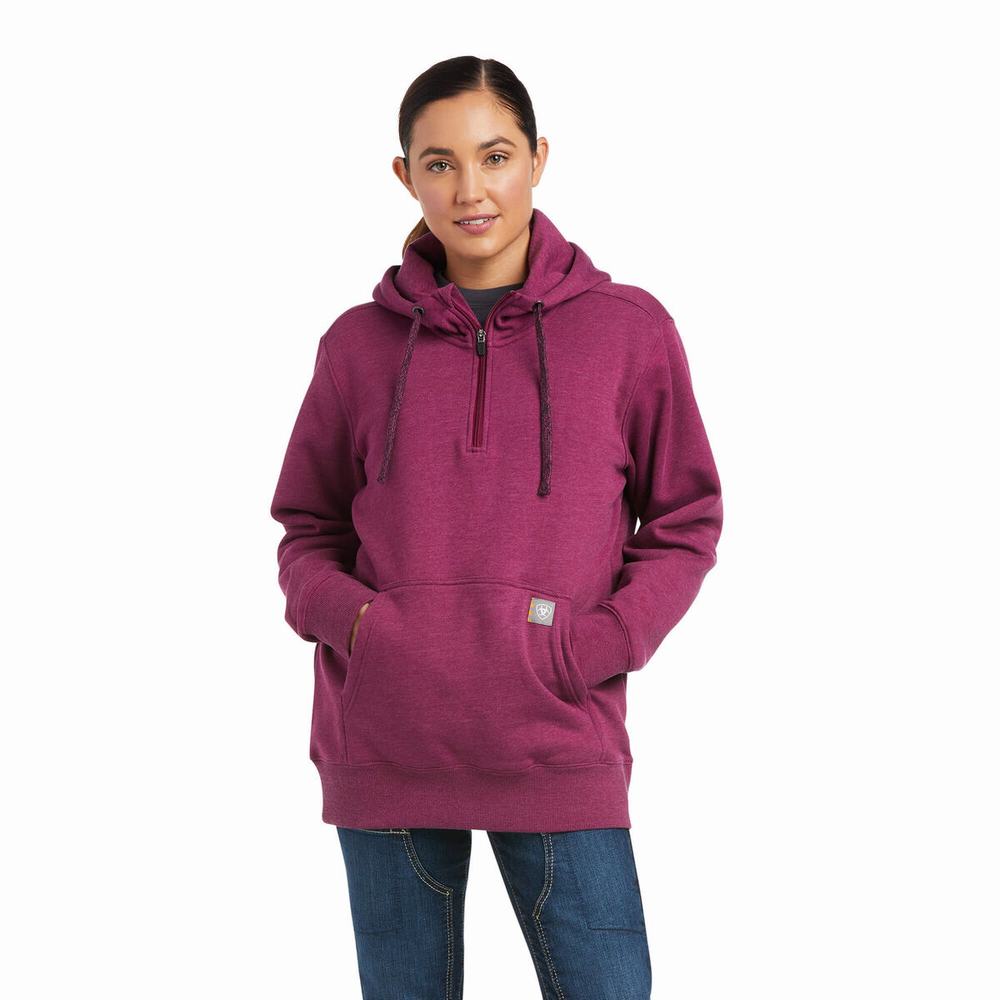 Hoodies Ariat Rebar Skill Set 1/2 Zip Donna Viola | IT501YGEN