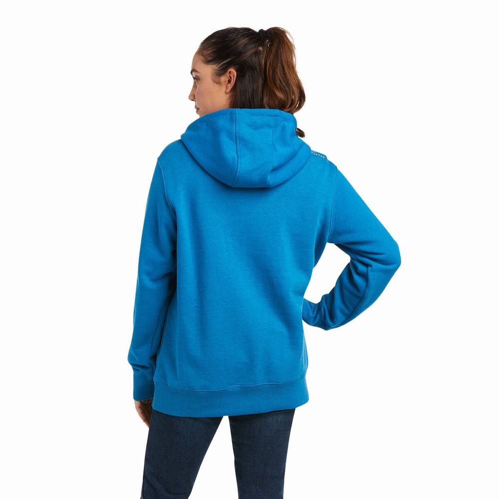 Hoodies Ariat Rebar Skill Set 1/2 Zip Donna Blu | IT852IZFE