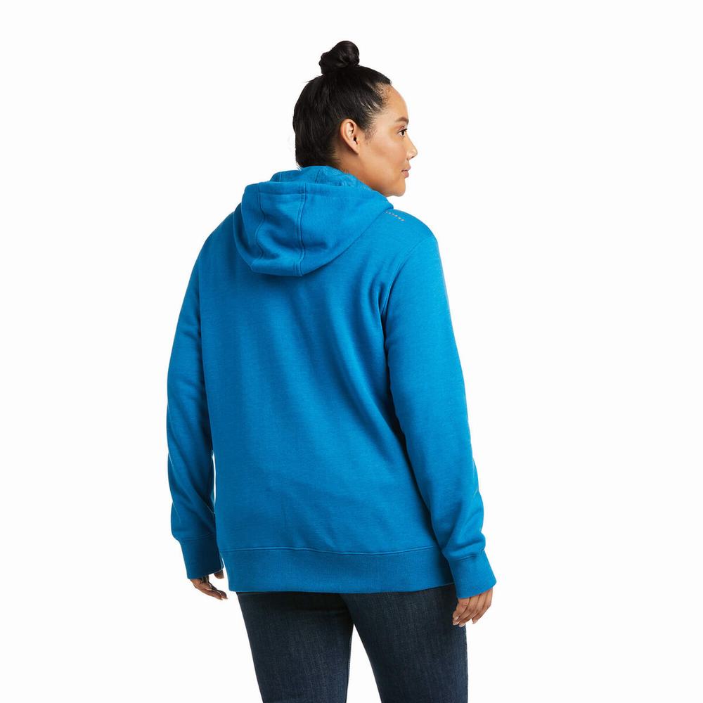 Hoodies Ariat Rebar Skill Set 1/2 Zip Donna Blu | IT852IZFE