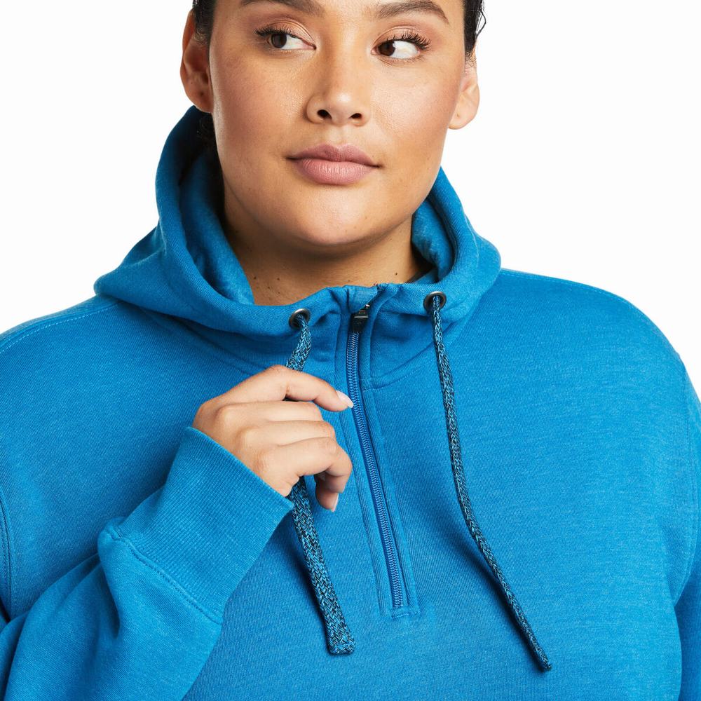 Hoodies Ariat Rebar Skill Set 1/2 Zip Donna Blu | IT852IZFE