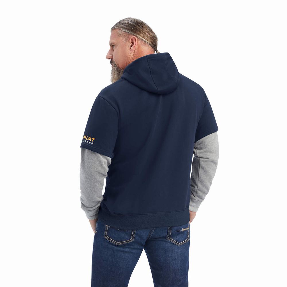 Hoodies Ariat Rebar Workman Dually Uomo Blu Marino Grigie | IT320EDSF