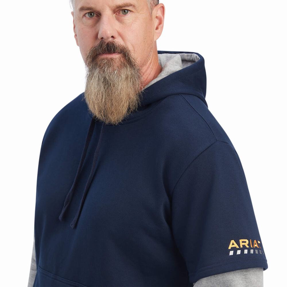 Hoodies Ariat Rebar Workman Dually Uomo Blu Marino Grigie | IT320EDSF