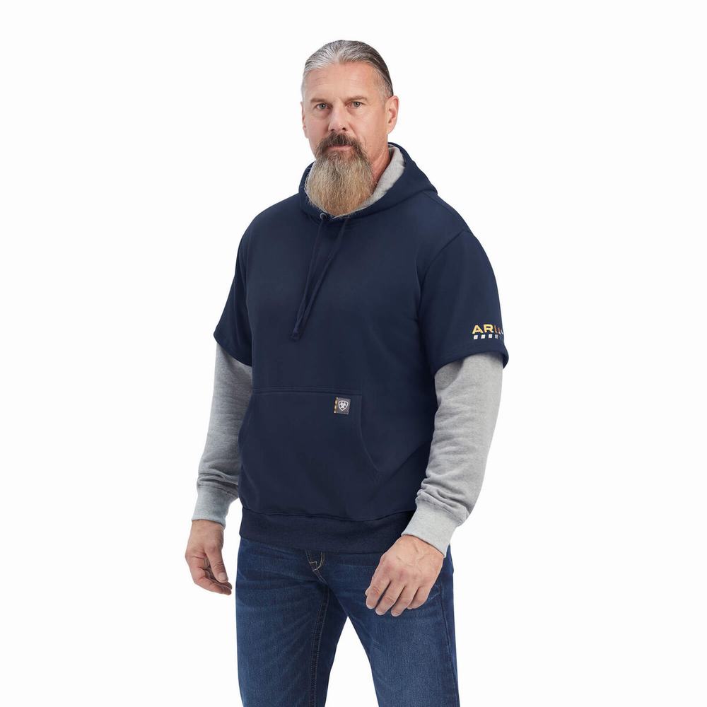 Hoodies Ariat Rebar Workman Dually Uomo Blu Marino Grigie | IT320EDSF