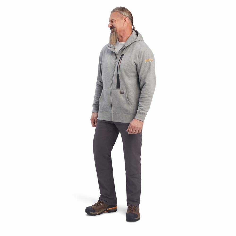 Hoodies Ariat Rebar Workman Full Zip Uomo Grigie | IT296NEZJ