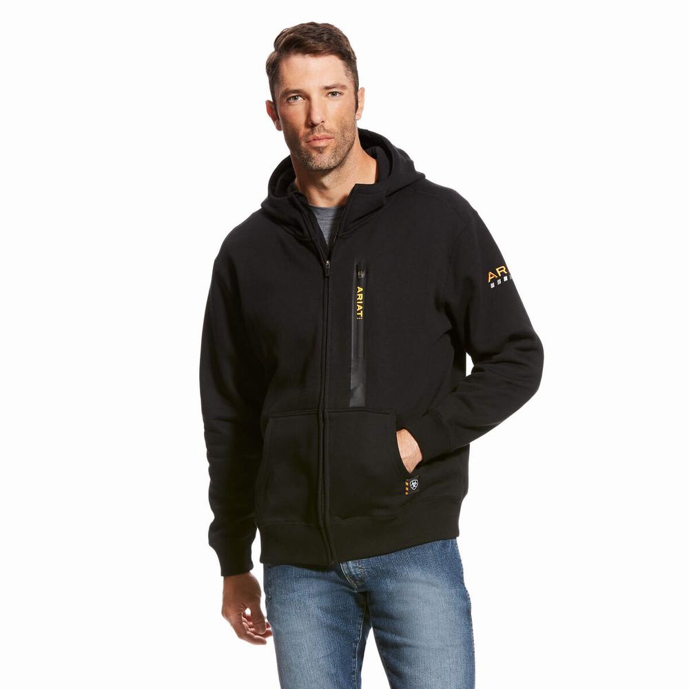 Hoodies Ariat Rebar Workman Full Zip Uomo Nere | IT821YPVL