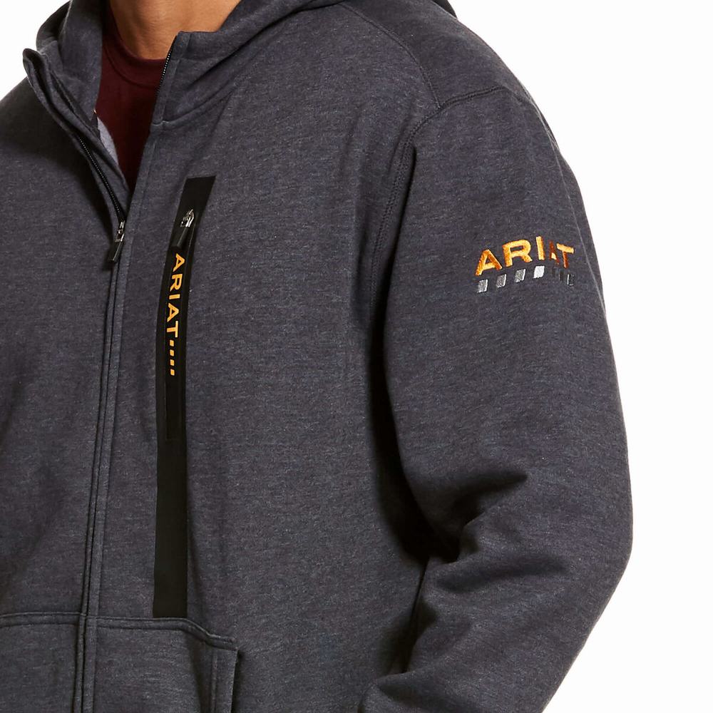 Hoodies Ariat Rebar Workman Full Zip Uomo Grigie | IT863IXCL