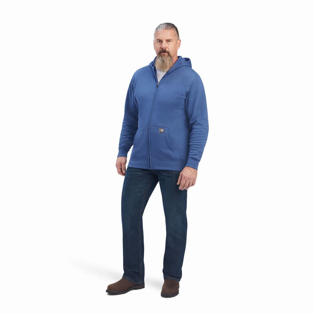 Hoodies Ariat Rebar Workman Reflective Flag Full Zip Uomo Blu Marino | IT261GVRP