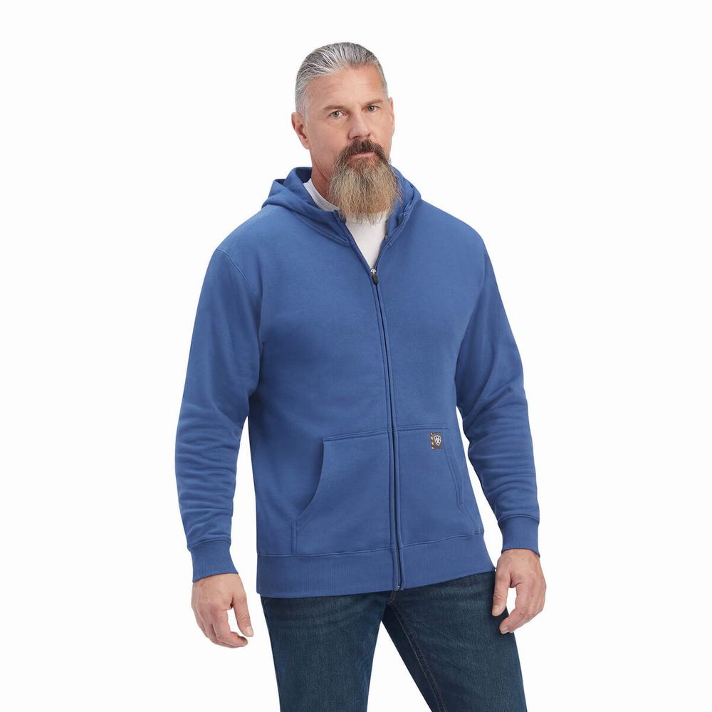 Hoodies Ariat Rebar Workman Reflective Flag Full Zip Uomo Blu Marino | IT261GVRP