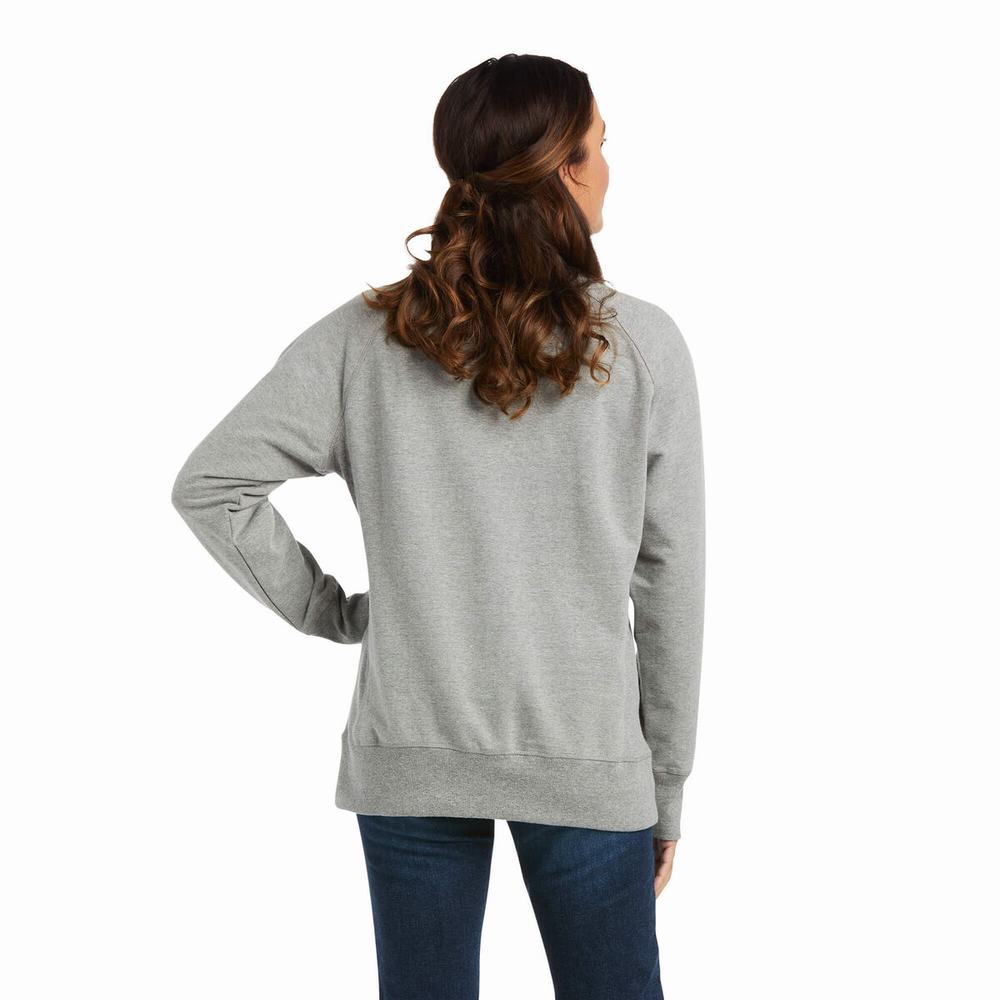 Hoodies Ariat Rebar Workman Washed Fleece Donna Grigie | IT045XLOG