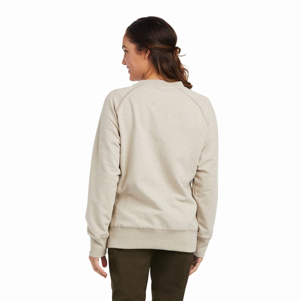 Hoodies Ariat Rebar Workman Washed Fleece Donna Beige | IT536AZOS