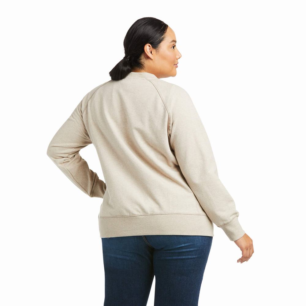 Hoodies Ariat Rebar Workman Washed Fleece Donna Beige | IT536AZOS